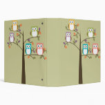 Colorful Owls in Pretty Tree 3 Ring Binder
