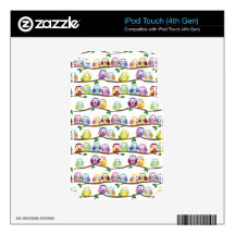 Colorful owls on a branch iPod touch 4G skins