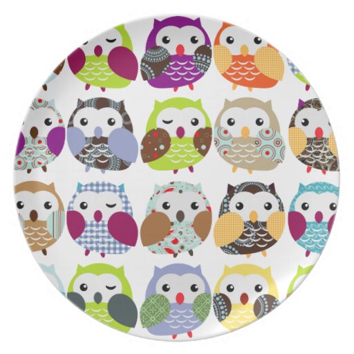 Colorful Owls Plate
