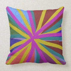 Colorful Paint Doodle Lines Converging Pin Wheel Pillow