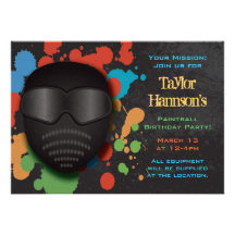 Colorful Paintball Birthday Party Invitation