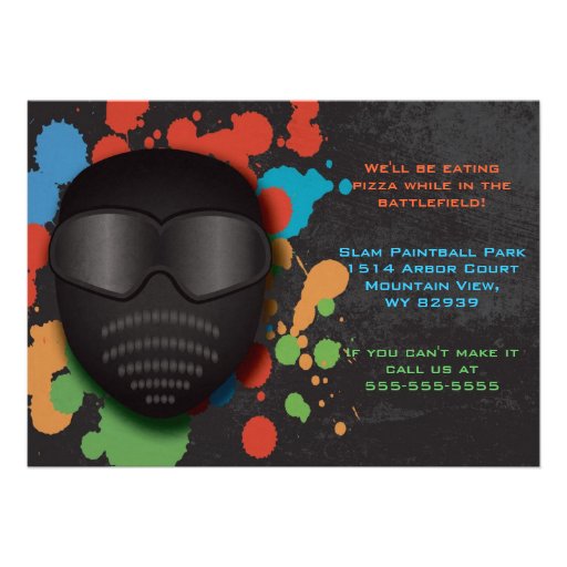 Colorful Paintball Birthday Party Invitation