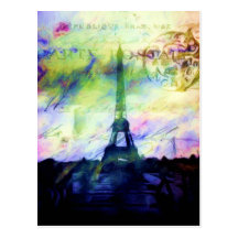 Colorful Painted Paris Postcards