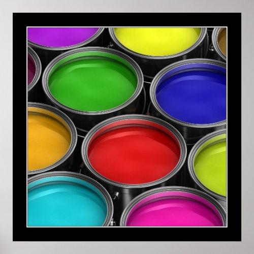 Colorful paints cans - Poster print