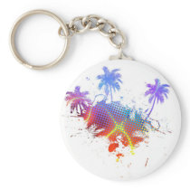 Colorful Palm Trees Illustration Key Chains
