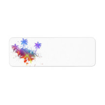 Colorful Palm Trees Illustration Custom Return Address Labels