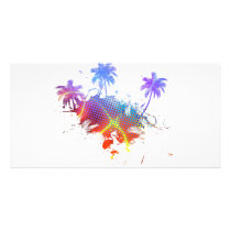 Colorful Palm Trees Illustration Photo Card