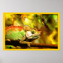 Colorful Panther Chameleon Digital Aft Posters