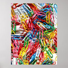 Colorful Paper Clips Office Supplies Gifts Posters