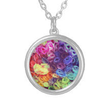 Colorful Paper Flowers Photo Necklace
