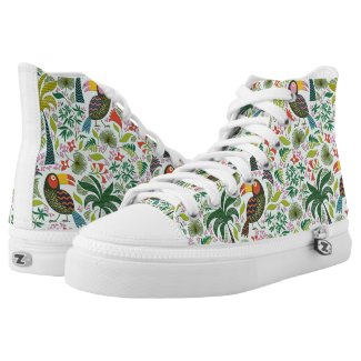 Colorful Parrot And Flowers Printed Shoes