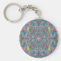 Colorful Party Explosion Abstract Digital Art Keychains