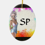 Colorful party girl christmas tree ornaments