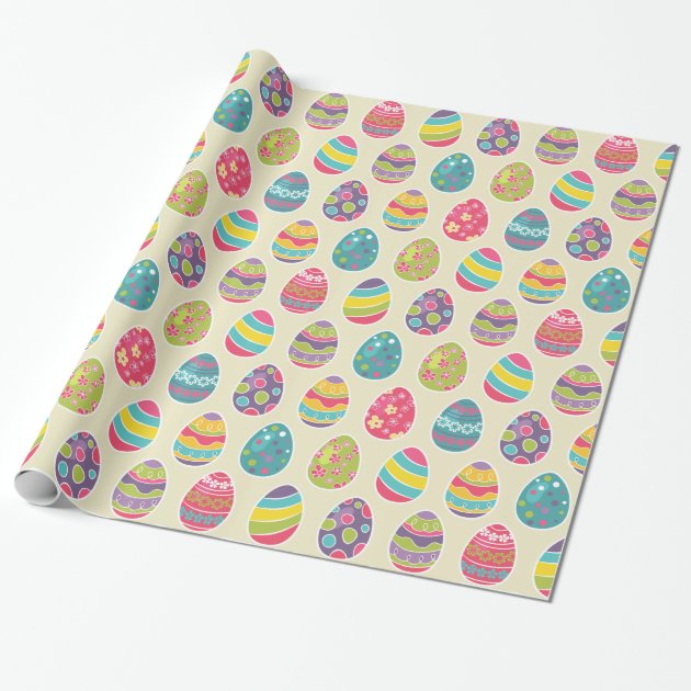 Colorful Pastel Easter Eggs Cute Pattern Wrapping Paper 1/4