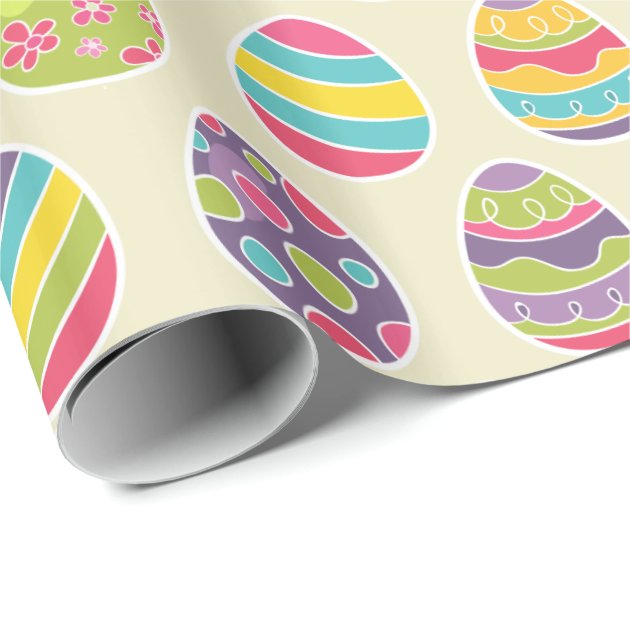 Colorful Pastel Easter Eggs Cute Pattern Wrapping Paper 3/4