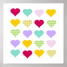 Colorful pastel hearts pattern poster