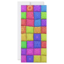 colorful patchwork rack cards