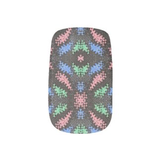 Colorful pattern on black fingernail decals
