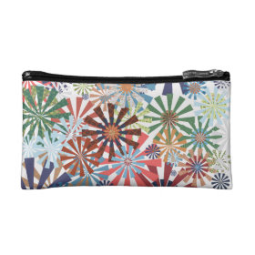 Colorful Pattern Radial Burst Pinwheel Design Makeup Bag