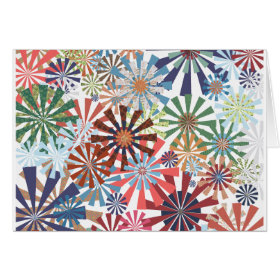 Colorful Pattern Radial Burst Pinwheel Design Cards
