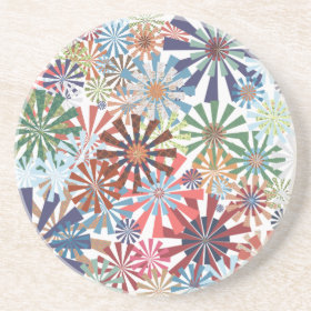 Colorful Pattern Radial Burst Pinwheel Design Drink Coaster