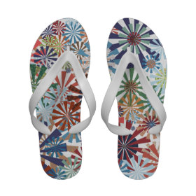 Colorful Pattern Radial Burst Pinwheel Design Sandals