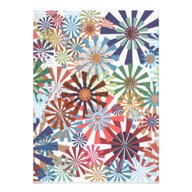 Colorful Pattern Radial Burst Pinwheel Design Personalized Invitation