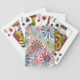 Colorful Pattern Radial Burst Pinwheel Design Poker Cards