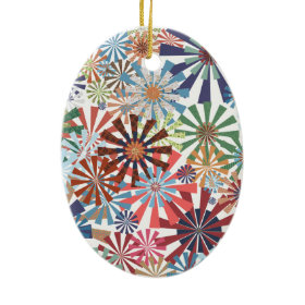Colorful Pattern Radial Burst Pinwheel Design Christmas Ornaments