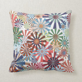 Colorful Pattern Radial Burst Pinwheel Design Pillows