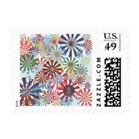 Colorful Pattern Radial Burst Pinwheel Design Postage Stamp