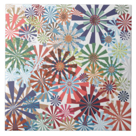 Colorful Pattern Radial Burst Pinwheel Design Tile