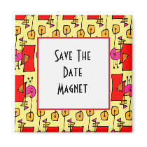 Colorful Pattern Save The Date Magnet