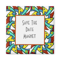 Colorful Pattern Save The Date Magnet