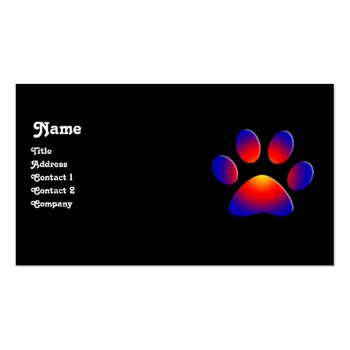 COLORFUL PAW,black white Business Card (front side)