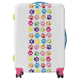 Colorful Paw Prints Luggage