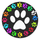 round_sticker - Colorful paw prints. round_sticker - Colorful paw prints.