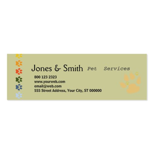 Colorful Paws Business Card Templates (front side)