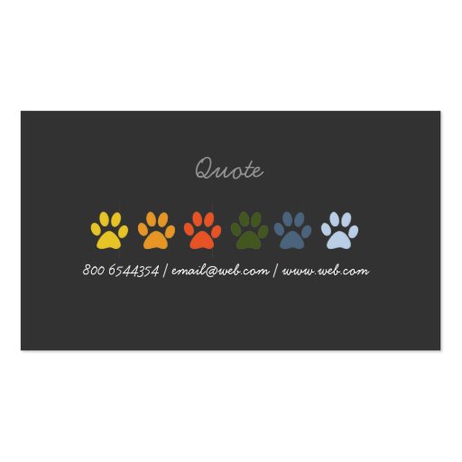 Colorful Paws Dog Pet Veterinarian Business Card Templates (back side)