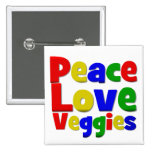 Colorful Peace Love Veggies Buttons