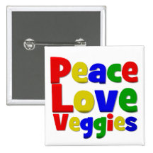 Colorful Peace Love Veggies Buttons