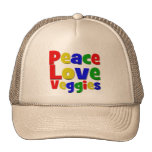 Colorful Peace Love Veggies Mesh Hats