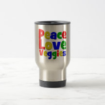 Colorful Peace Love Veggies Mug