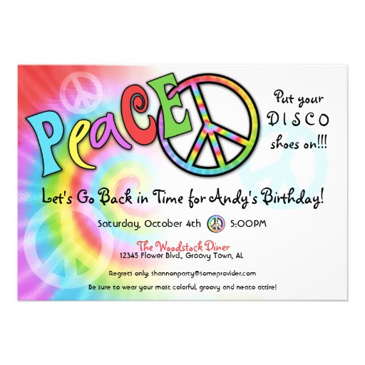 Colorful PEACE Party Invitation