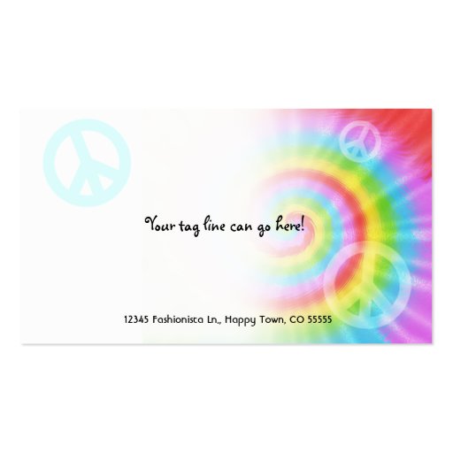Colorful PEACE Profile Card Business Cards (back side)