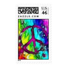 Colorful Peace Sign Postage Stamps
