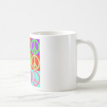 Colorful Peace Sign Warhol Design Mugs