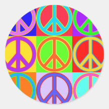 Colorful Peace Sign Warhol Design Round Stickers