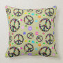 Colorful Peace signs pattern on beige cushion Pillow