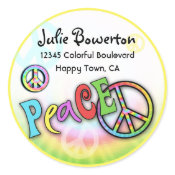 Colorful PEACE Tie Dye Address Label sticker
